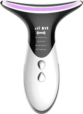 Zdjęcie produktu dla Urządzenie kosmetyczne do szyi – terapia podwójnego podbródka, lifting twarzy, wibracyjny masażer szyi 40°C / 45°C, wibracyjny masażer przeciwzmarszczkowy z funkcją ogrzewania, urządzenie do liftingu i ujędrniania skóry, urządzenie kosmetyczne do terapii fotonowej z 3-kolorowymi diodami LED, pielęgnacja szyi