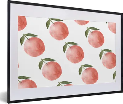 Produktbild von MuchoWow® Gerahmtes Poster Äpfel - Obst - Schablonen 60x40 cm - Poster mit Schwarzem Bilderrahmen Wandposter Rahmen Foto Bilder - Schlafzimmer - Plakat in Rahmen - Drucken