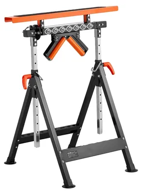 Zdjęcie produktu dla Stojak rolkowy VEVOR 4 w 1 200 kg, regulowany w zakresie 84-127 cm, stół warsztatowy ze stojakiem i wielokierunkową głowicą rolkową, do stołu pilarki tarczowej, wysuwany