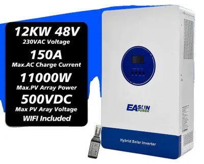 Imagen del producto de Inversores híbridos solares, doble MPPT, funciones de carga inteligentes, SMT 12KP WIFI