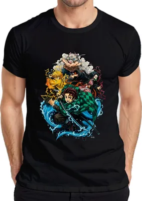 Immagine prodotto di Maglietta da uomo "Demon Slayer Kimetsu no Yaiba Tanjiro Nezuko Zenitsu Fan Gift", nero, XL