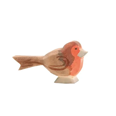 Produktbild von Ostheimer handbemalte Holzfigur Rotkehlchen zum Spielen und Sammeln, H 3,5 cm