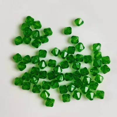 Image de Bicone double cône 100 pièces perles acryliques cristal perles en vrac avec trou , 4 mm 100 pièces, vert 2