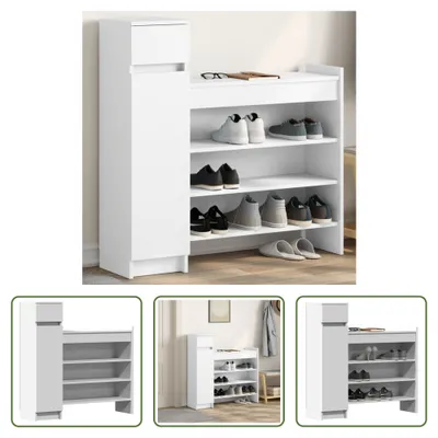 Produktbild von The Living Store Schuhschrank Weiß 100,5x28x100 cm Holzwerkstoff