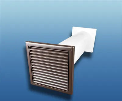 Produktbild von Abluft-Mauerkasten Standard : Größe: Ø100 154x154mm; Farbe: braun; Ausführung: mit Rundrohr