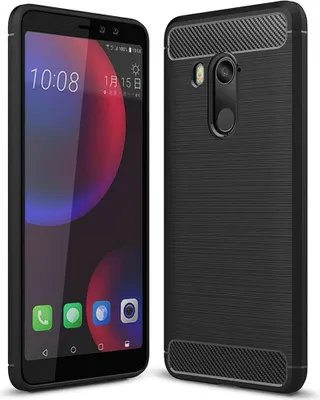 Produktbild von HTC Case Handyhülle Cover TPU Case Schutzhülle Case Handy Bumper Carbon Optik Schale Etuis, Farbe:Schwarz, Modell wählen:HTC Desire 12
