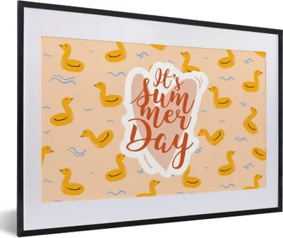 Produktbild von MuchoWow® Gerahmtes Poster Sommer - Poolband - Gelb 60x40 cm - Poster mit Schwarzem Bilderrahmen Wandposter Rahmen Foto Bilder - Schlafzimmer - Plakat in Rahmen - Drucken