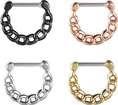 Produktbild von Karisma Titan G23 Septum Clicker Segment Ring Nasenring Nasenpiercing Chain Kette - 1,2x8mm tsc-h017 - Gold