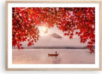 Produktbild von Gerahmtes Poster - Rahmen in heller Eiche - Vulkan See - 70x50 cm - Wand Bild - Wanddeko - Wandbilder - Kunstposter - Wandposter - Bilderrahmen - Bilder - Kunstdruck - Wandbild - P2NAA70x50-4107