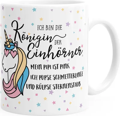 Produktbild von Einhorn Tasse mit Spruch ich bin die Königin der Einhörner Einhorn-Tasse einfarbig MoonWorks® weiß unisize