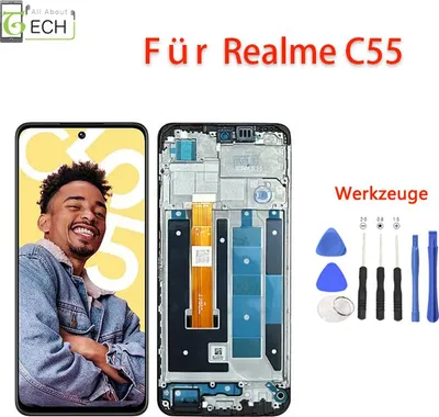 Produktbild von Für Oppo Realme C55 RMX3710 LCD Display mit Rahmen Touchscreen