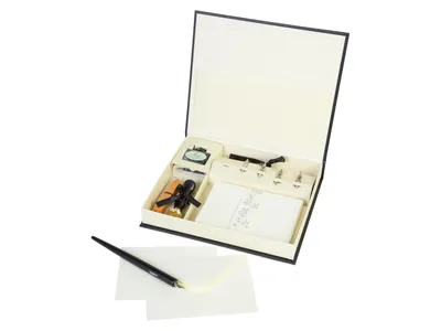 Produktbild von 30-tlg. Kalligraphie Set Anfänger Anleitungsheft Hochwertig Federhalter Tinte Siegelwachs von Crelando®
