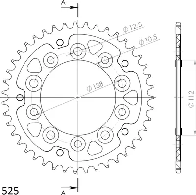 Produktbild von Stealth-Kettenrad Supersprox 525 - 43Z (rot) RST-1304:43-RED|ID 112,0 LK 138,0 5-Loch/5-Loch