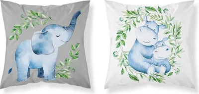 Produktbild von Kissenbezug, Kinderkissenbezug 100% Baumwolle 40x40cm Elefant 0017a