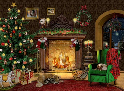 Produktbild von A4-Wand-Adventskalender - Kaminzimmer