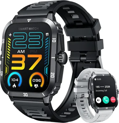 Produktbild von Smartwatch für Herren Fitness Tracker Uhren: 2 Zoll Touchscreen Bluetooth Anruf mit 100+ Sportmodi Schlafmonitor Herzfrequenz Schrittzähler 3ATM Wasserdicht Aktivitätstracker Smartwatch für Android