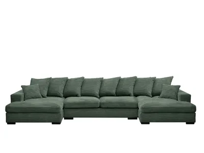 Produktbild von Kaiser Möbel Ecksofa mit schlaffunktion und bettkasten, Sofa U-form, Couch U-form Gabon stoff Zoom Grün