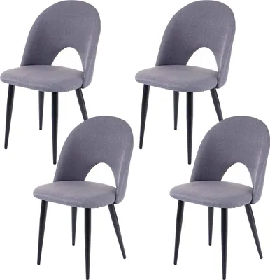 Obrázek produktu pro sada 4 jídelních židlí HWC-D73, kuchyňská židle, látka/textil  tmavě šedá