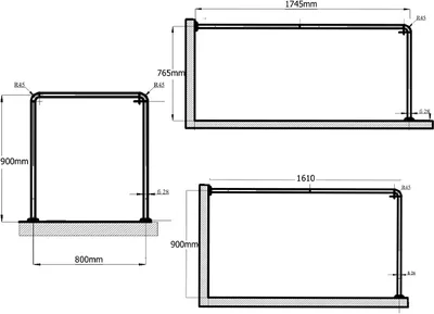 Produktbild von ALU WINKELSTANGE CHROM glänzend 3er EXTRA DICK  Duschvorhangstange Winkelduschstange eck Badewanne Dusche