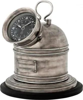 Immagine prodotto di Orologio di design Compass Henry Lloyd Collection placcato argento anticato - Nobile e magnifico - Orologio da tavolo