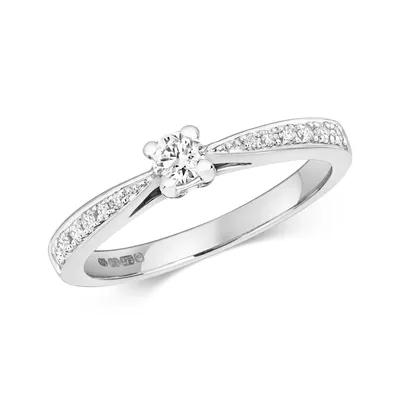 Produktbild von Funkelndes Feuer 9 Karat (375) Weißgold Damen - Diamant Solitärring Brillant-Schliff 0.25 Karat H - I1, 54 (17.2); TRS320659KWRSN