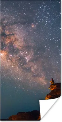 Produktbild von MuchoWow® Poster Milchstraße über einer Berglandschaft 60x120 cm - Wandschmuck