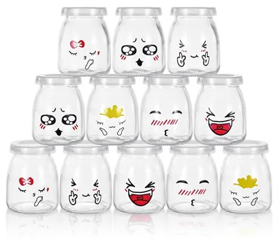 12er-Set Joghurtgläser mit Deckel, 150 ml, Glas, transparent