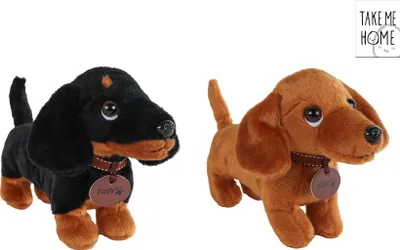 Imagen del producto de Take Me Home: Peluche de dachshund, perro de peluche, color marrón, 24 cm, juguete