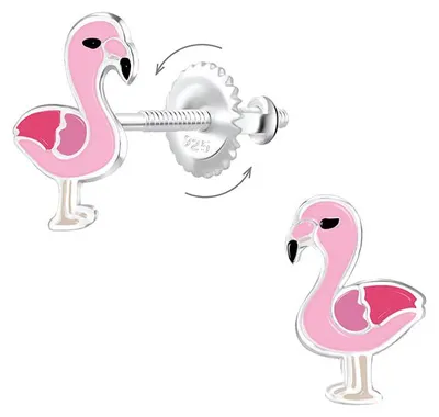 Produktbild von Flamingo Ohrstecker mit Schraubverschluss: Kinder Ohrringe Silber 925