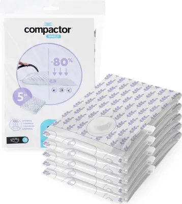 Image de Compactor Lot de 5 sacs à vide Compress L 100 litres, avec parfum de lavande, 70 × 100 cm