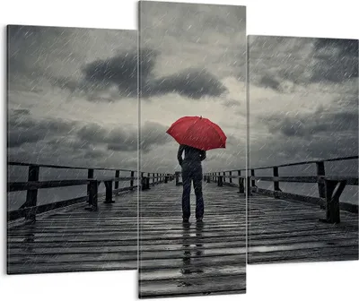 Produktbild von Bild auf Leinwand - Leinwandbild - Meer Brücke Sturm - 130x100cm - Wand Bild - Wanddeko - Leinwanddruck - Bilder - Kunstdruck - Wanddekoration - Leinwand bilder - Wandkunst - CB130x100-3684
