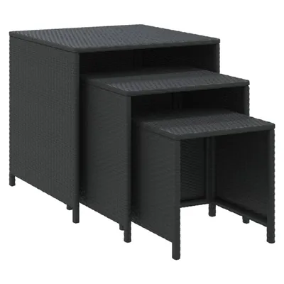 Produktbild von vidaXL Satztische 3 Stk. Schwarz Poly Rattan