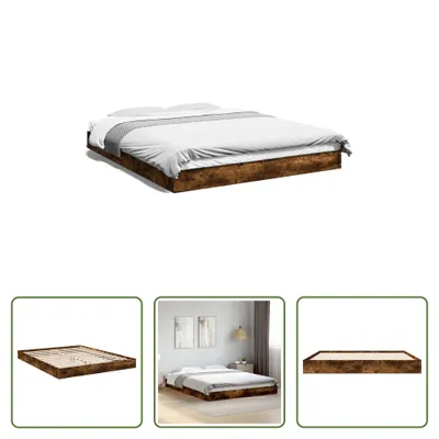 Produktbild von The Living Store Bettgestell Räuchereiche 160x200 cm Holzwerkstoff