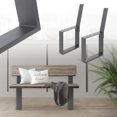 Produktbild von ML-Design 2 Stück Bankkufen aus Stahl, massiv 40x78,5 cm, Anthrazit, stabil, wetterfest, rostfrei, Metall Bankgestell mit Rückenlehne für Außenbereich