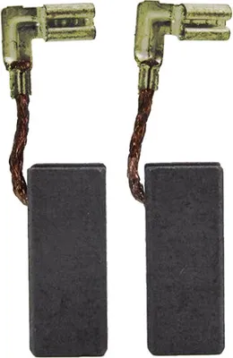Two carbon brushes for power tools are shown against a white background.