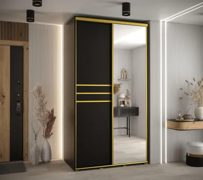 Produktbild von Kleiderschrank YVONA 11 - 140/60 cm, schwarz/gold