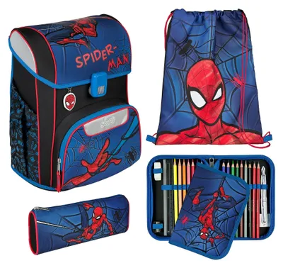 Produktbild von Scooli EasyStart Schulranzen-Set 5-teilig Spider - Man blau schwarz