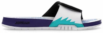 Obrázek produktu pro Jordan Hydro 5 Retro Slide, bílá barva s detaily v barvách New Emerald, Grape Ice a Black, velikost EU 42,5