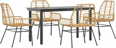 Produktbild von 5-teiliges Garten-Esszimmerset Braunes Polyrattanglas