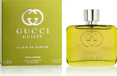 Zdjęcie produktu dla Gucci Guilty Elixir de Parfum, Mężczyźni, 60 ml, Gałka muszkatołowa, Kwiat pomarańczy, Spice, Irys, Kwiat pomarańczy, Osmantus, Bursztyn, Żywica benzoesowa, Paczula, Wanilia, Spray
