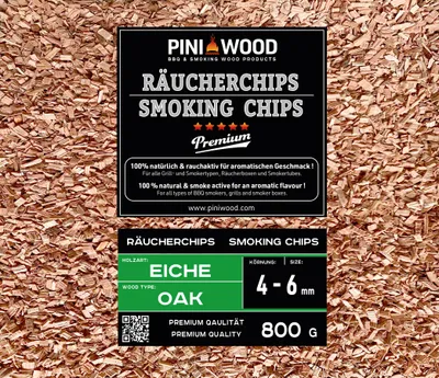 Produktbild von PINI 800 g Räucherchips Eiche 4-6 mm Smoking Chips Räucherspäne