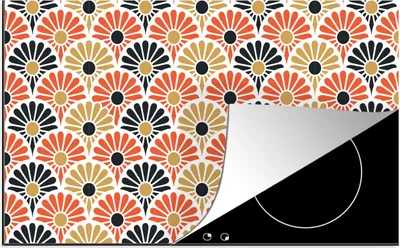Produktbild von KitchenYeah© Herdabdeckplatte Blumen - Japan - Muster , 83x51cm, Küche Deko, Glaskeramikkochfeld Herdabdeckung, Abdeckplatte fùr Kochfeld