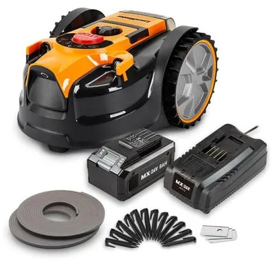 Immagine prodotto di Tagliaerba robotizzato - Lawnmaster - VBRM16MAX - 24 V - 16 cm - 8 Ah - Senza fili, con sistema di delimitazione perimetrale