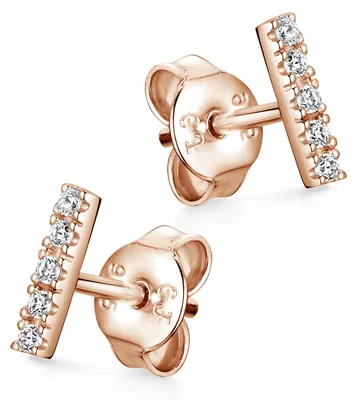 Produktbild von MATERIA Ohrstecker Stab Rosegold mit Steinen 925 Silber vergoldet SO-447-Rose