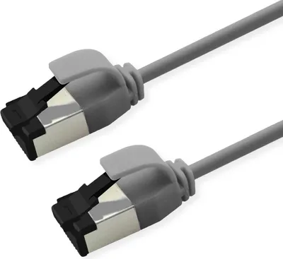Produktbild von ROLINE S/FTP-(PiMF-) Patchkabel Cat.8 (Class I), Slim, LSOH, PoE, grau, 5 m