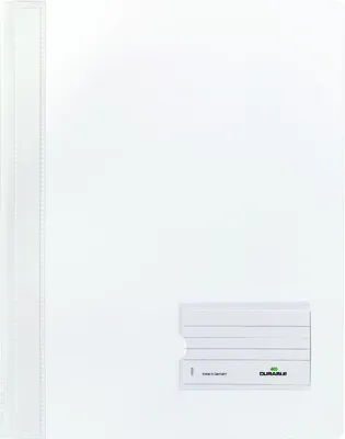 Produktbild von Schnellhefter Duralux A4+ Hartfolie weiß Packung mit 25 Stück
