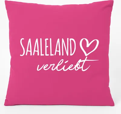Produktbild von Huuraa Kissen Saaleland verliebt 40x40cm mit Füllung Fuchsia Baumwolle Dekokissen Geschenkidee