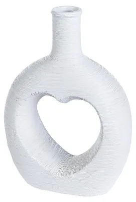 Produktbild von Gilde Vase, Flasche, "Love", Herzmotiv, Keramik, weiß, VE 2, L. 7 cm, B. 16 cm, H. 22.5 cm 34033 4063387340332