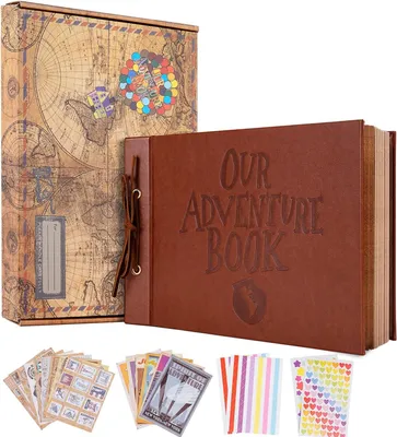 Imagen del producto de Álbum de fotos tipo scrapbook, 30 x 18 cm, con 80 páginas, cubierta dura, ideal para registrar aventuras y viajes