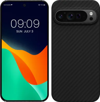 Produktbild von kalibri Schutzhülle kompatibel mit Google Pixel 9 Pro - Hülle Aramid - Handy Cover Case Handyhülle Schwarz matt
